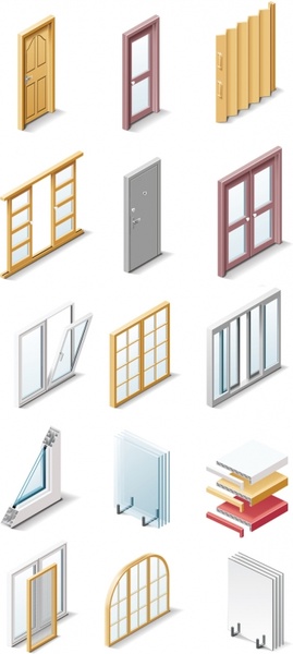 fine doors and windows icon vector