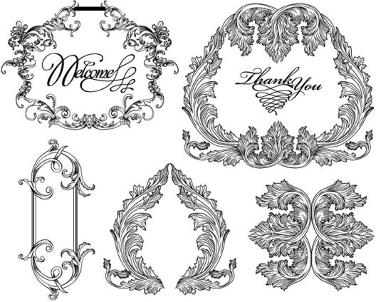 fine ornaments lace and borders vector graphic