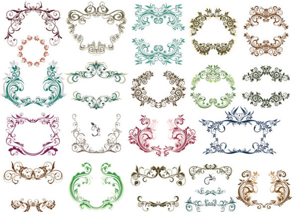 fine ornaments lace and borders vector graphic