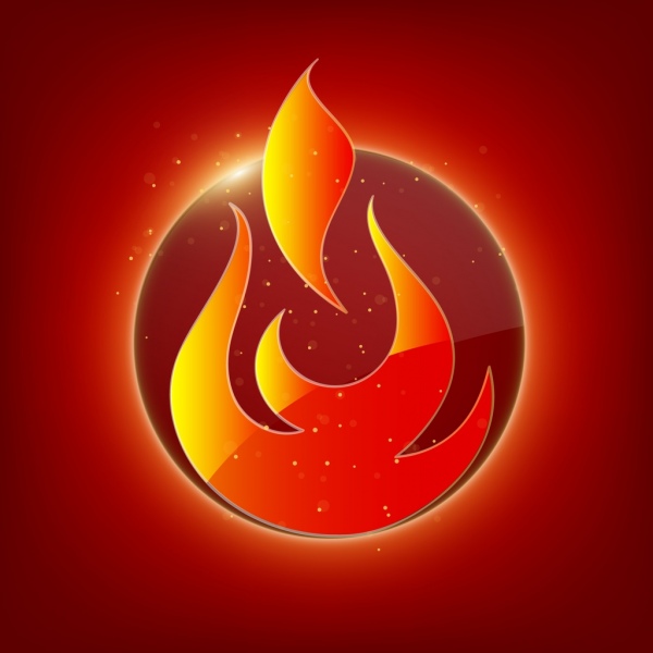 fire logo design sparkling red decoration