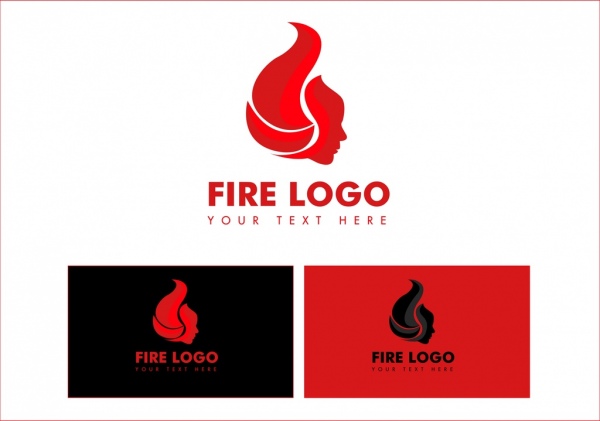 fire logotype sets red design human face icon 