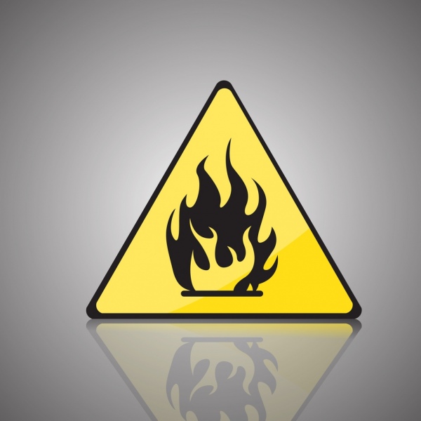 Fire warning signboard yellow triangle flame icon Free vector in Adobe ...