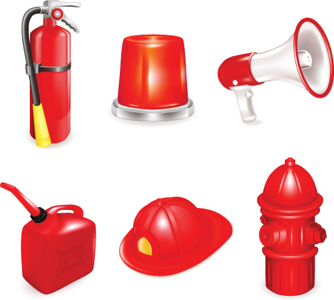 firefighter and firefighting tool design vector