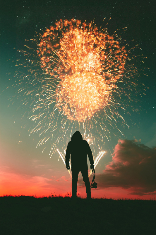 fireworks scene picture dynamic silhouette 