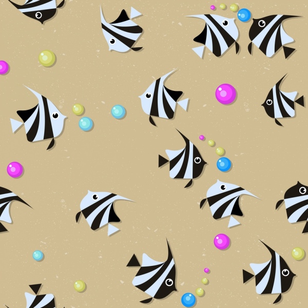 fish background colored flat repeating icons