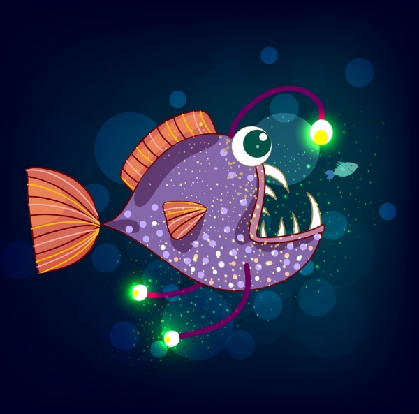 fish drawing scary design multicolored decor 