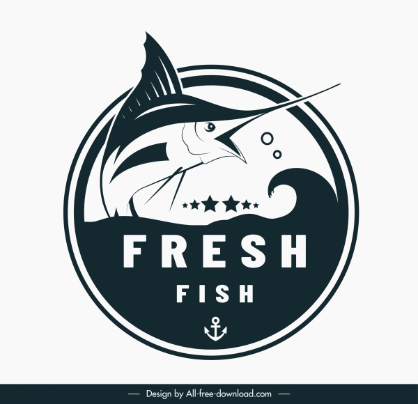 fish logo template black white swordfish sketch