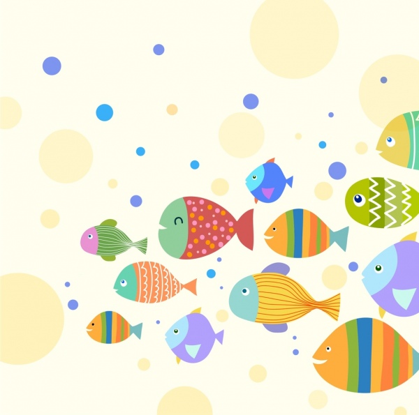 fishes background colorful flat decor