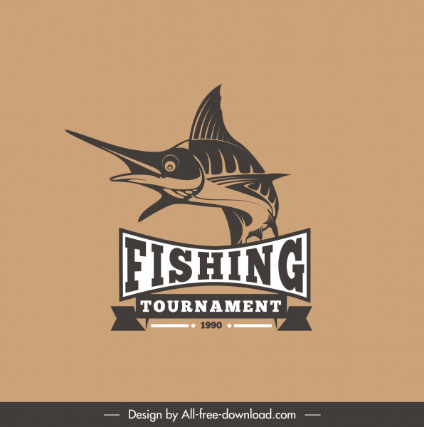 fishing logotype handdrawn fish sketch classic design
