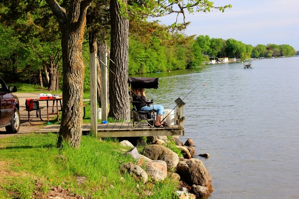 fishing on rock lake in southern wisconsin