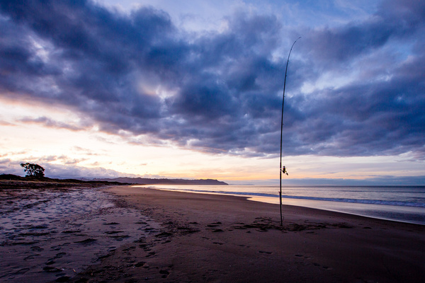 fishing rod at sunset