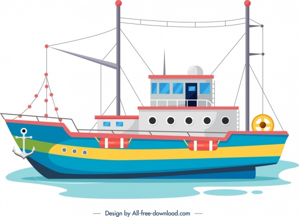 fishing ship painting colorful design