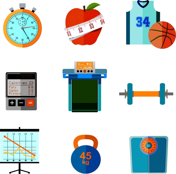 fitness icons isolated in relevant things