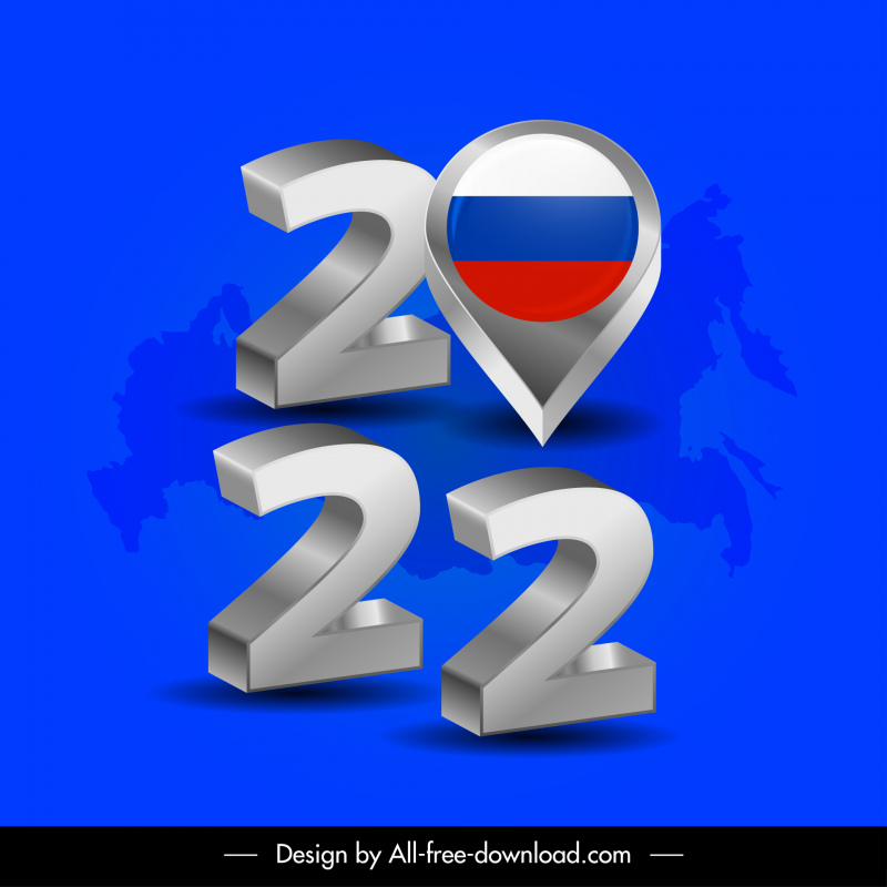 flag russia design elements 3d number blurred map decor
