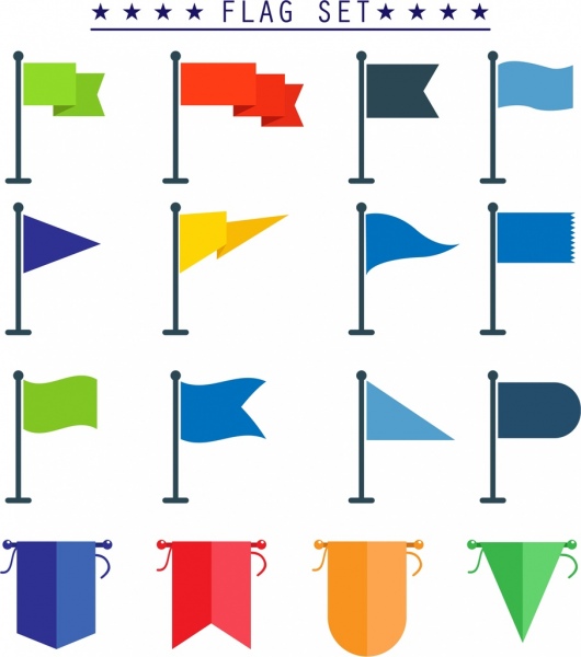 flag template sets various colored shapes isolation