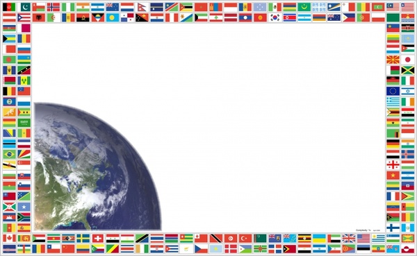 flags and planet earth