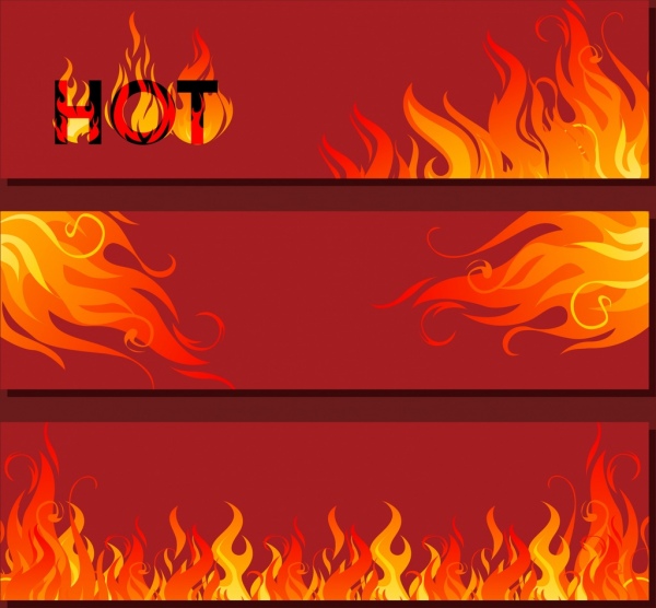 flame background sets red icons ornament