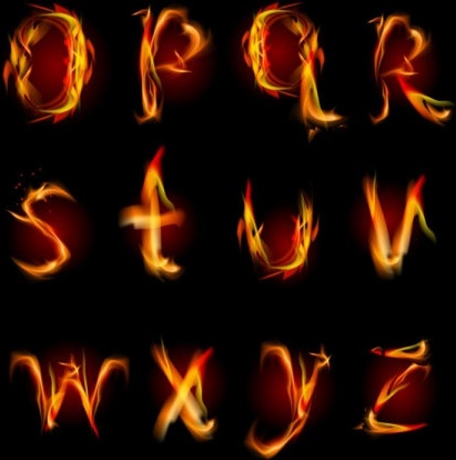 flame english letters 01 vector