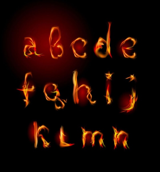 flame english letters 02 vector
