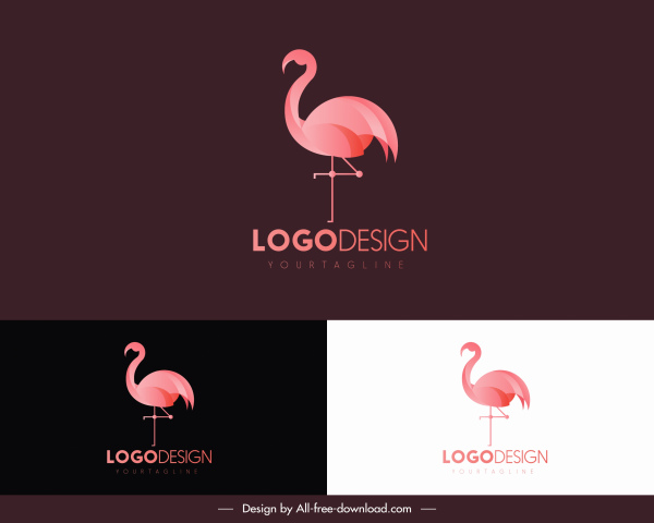 flamingo bird logo template pink flat design