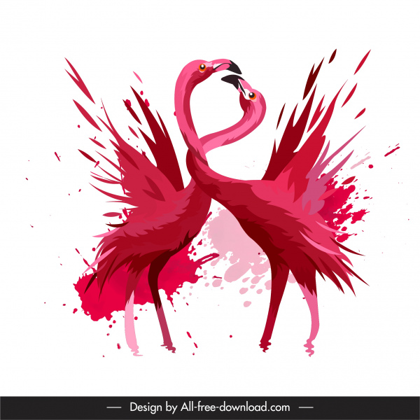 flamingo birds painting dynamic grungy design