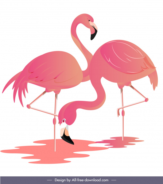 flamingo habitat painting bright colored design