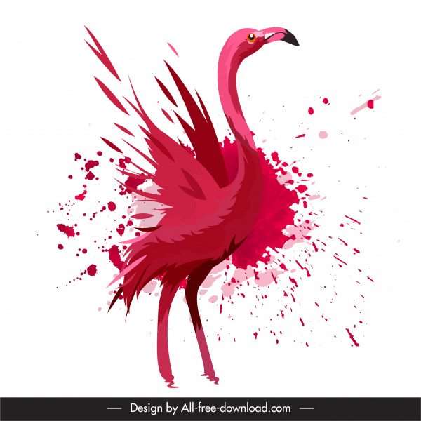 flamingo painting dynamic red grunge design