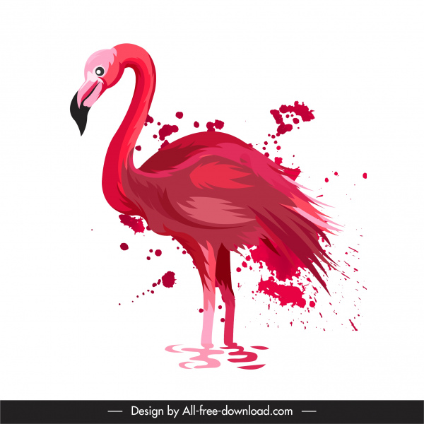 flamingo painting red grunge decor