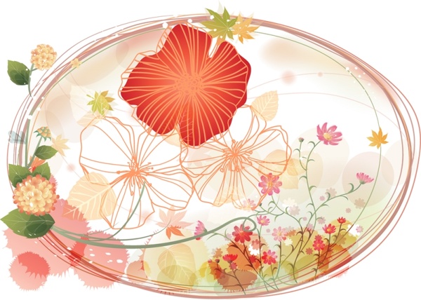 flowers background red floral sketch and curves design