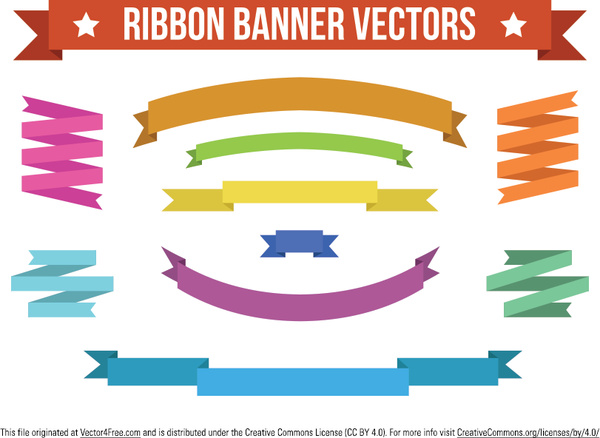 flat colorful ribbon banner vectors 