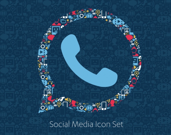 flat icons technology social media network computer concept abstract background with objects group of elements star smile face sale share like comment vector illustration twitter youtube whatsapp snapchat facebook instagram