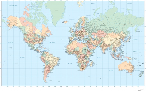 world map drawing colored flat design