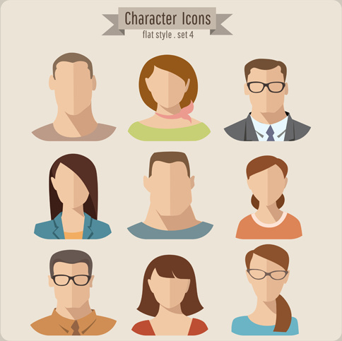 flat style character icons vector