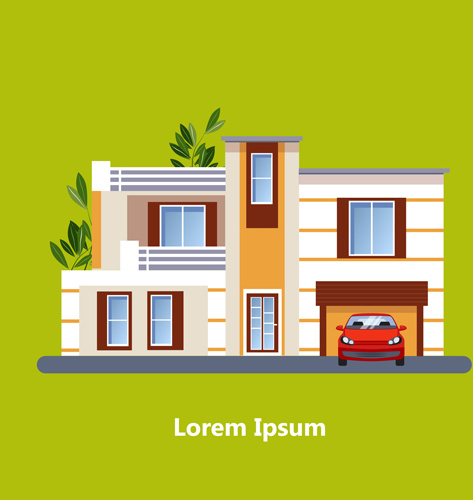 flat style houses creative template vector set