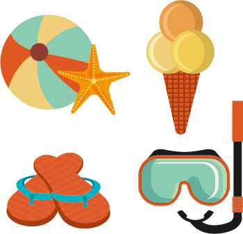 flat styles summer holiday vintage background vector