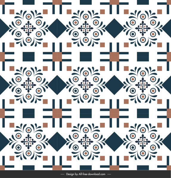 floor tile pattern repeating symmetrical shapes flat design
