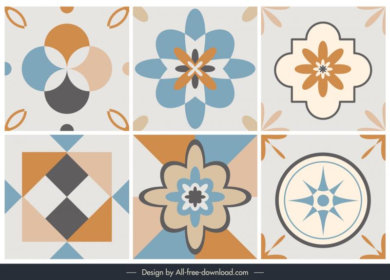 floor  tiles pattern templates collection flower geometric classic design 