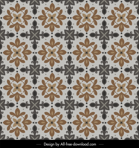 flora pattern template colored symmetrical retro design
