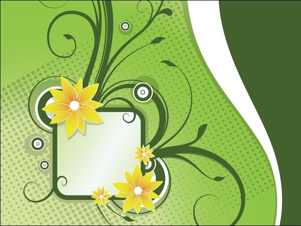 flowers decorative vector design on green background