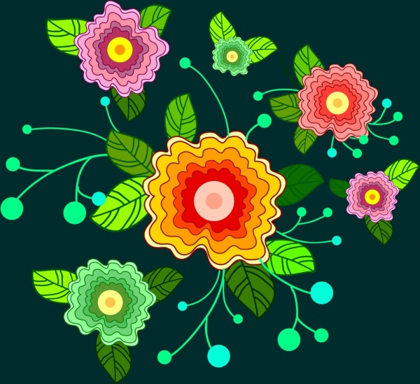 floral background design colorful ornament sketch