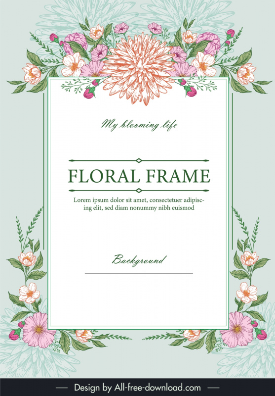 floral background template elegant carnations flowers decor