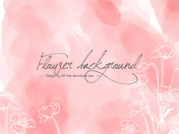 floral background template flat handdrawn sketch classical design