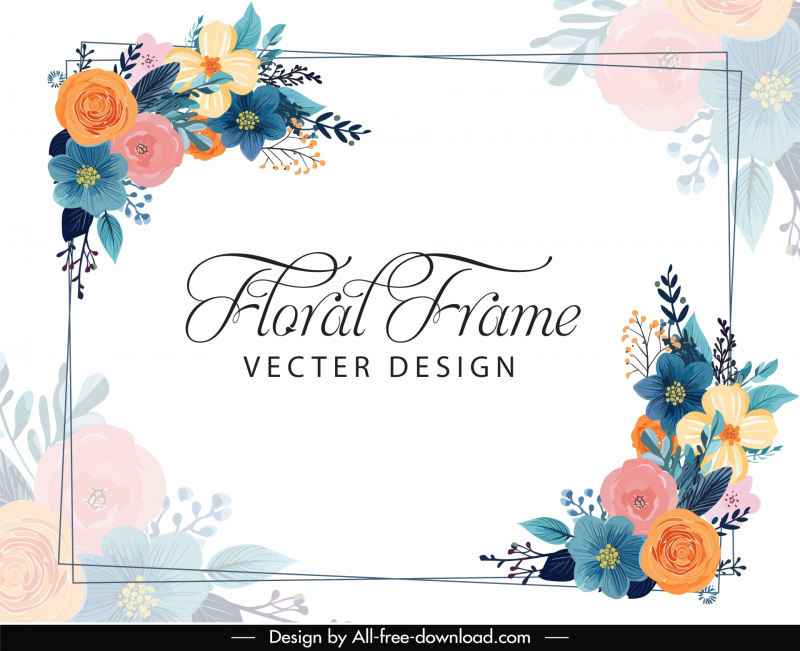 floral corner frame template elegant blurred botanical symmetry