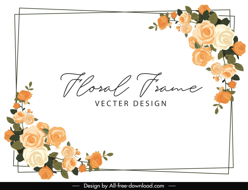 floral corner frame template elegant symmetric