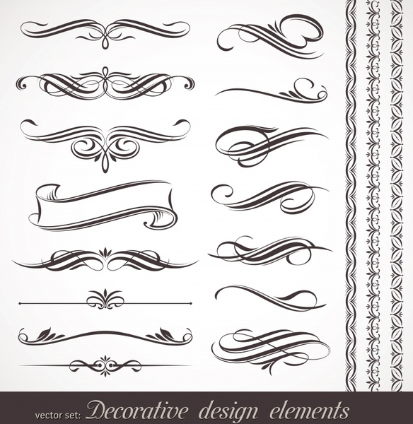 document decorative elements elegant classic curves shapes