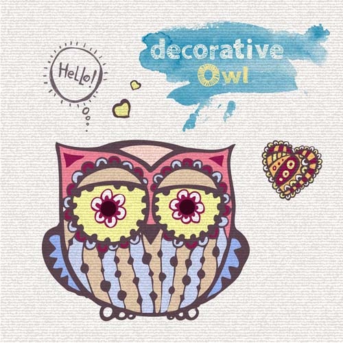 floral decorative owl vector