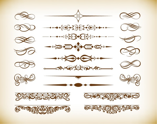 floral design elements vector graphics set