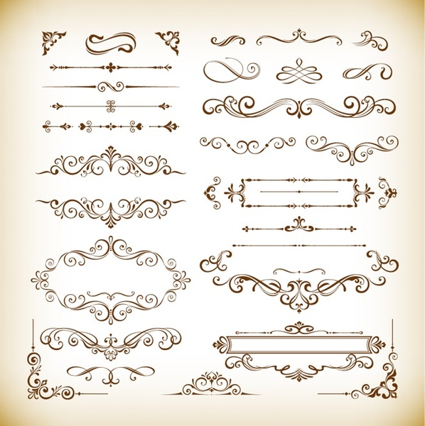 floral design useful elements vector illustration set
