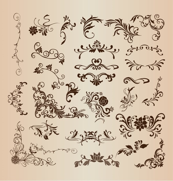 floral elements vector illustration set