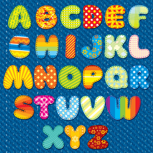 Floral fabric alphabet vector Vectors graphic art designs in editable ...